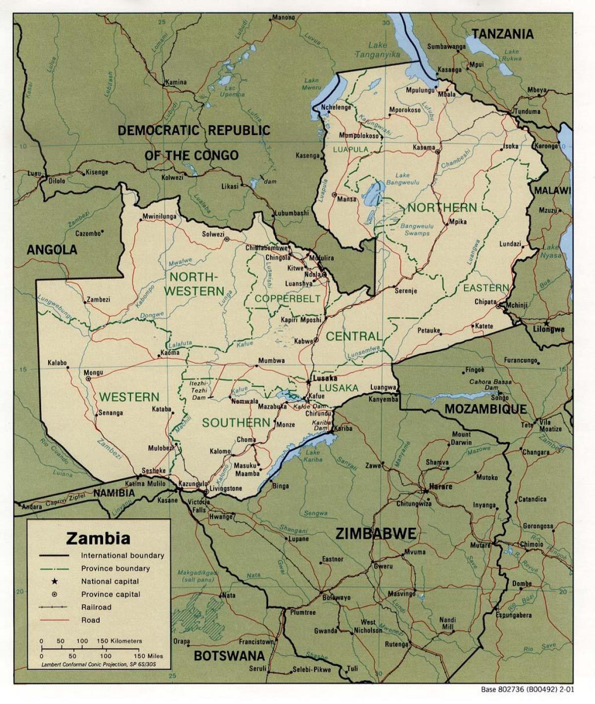 Zambia-ciri fisik peta