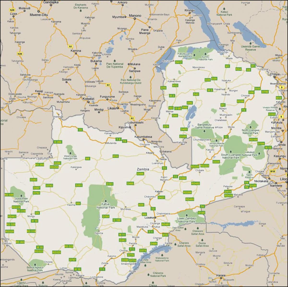 Peta rinci Zambia