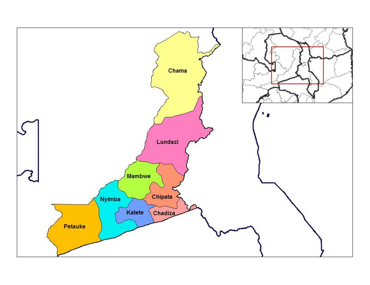 peta dari timur provinsi Zambia