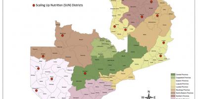 Zambia kabupaten diperbarui peta