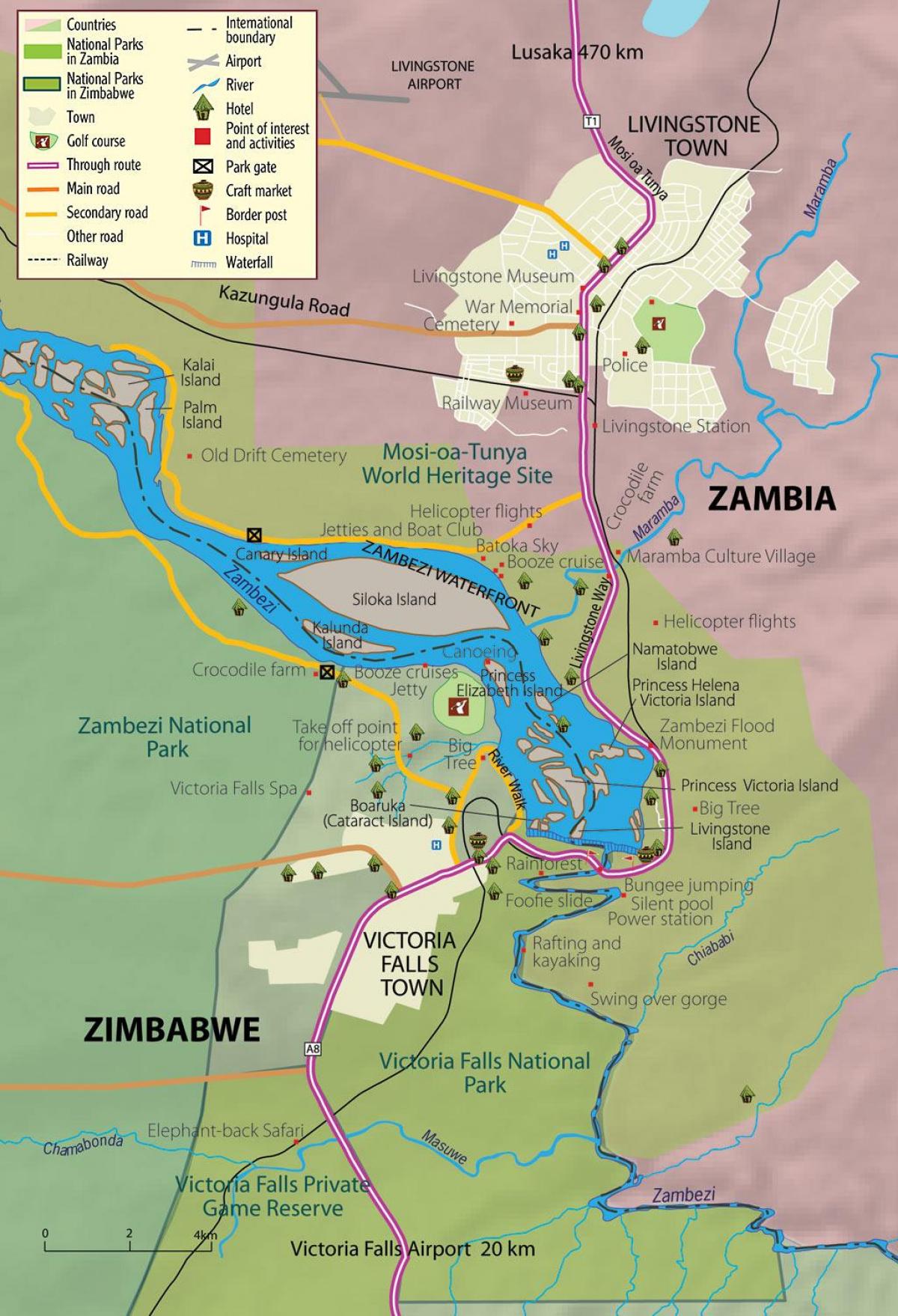 peta dari livingstone kota Zambia